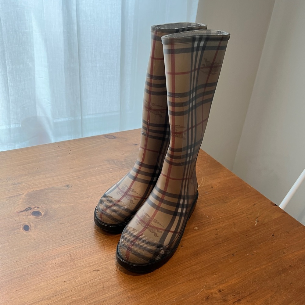 Burberry Authentic Rain Boots Nova Check Plaid